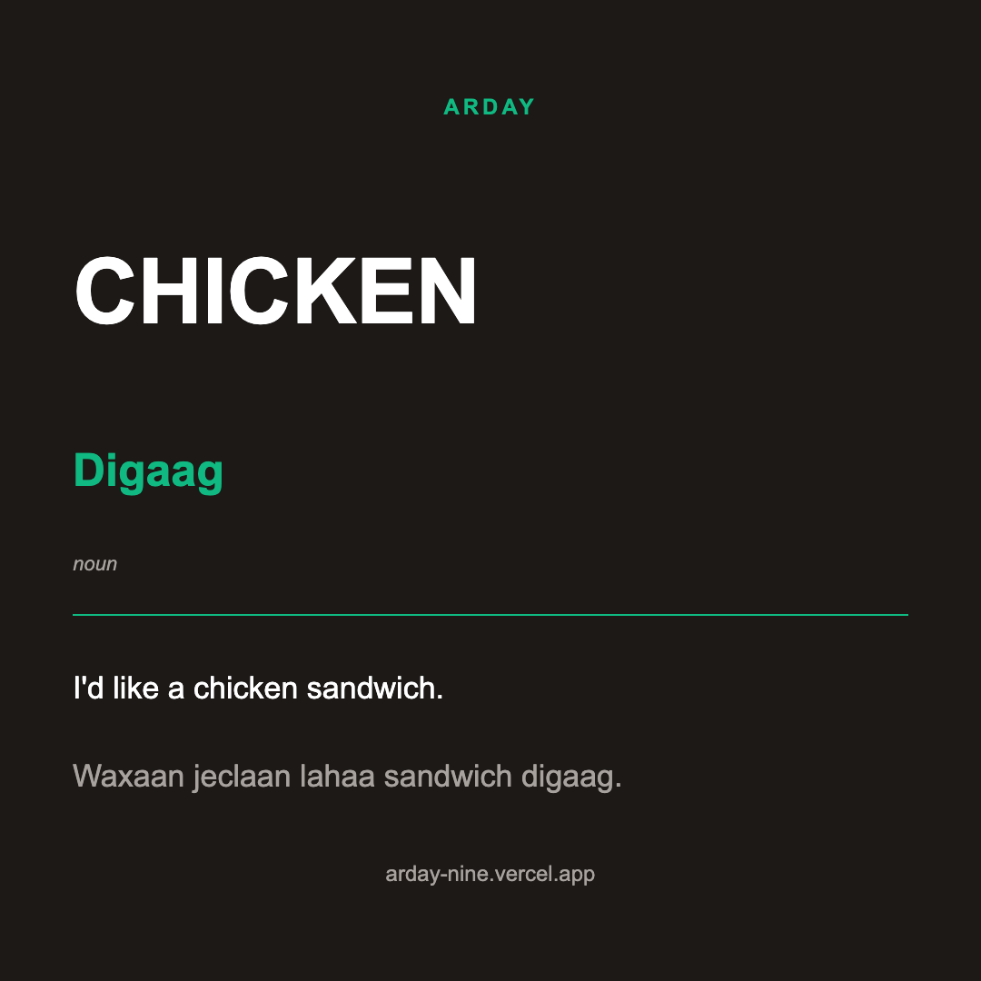 Arday Word of the Day — Chicken / Digaag