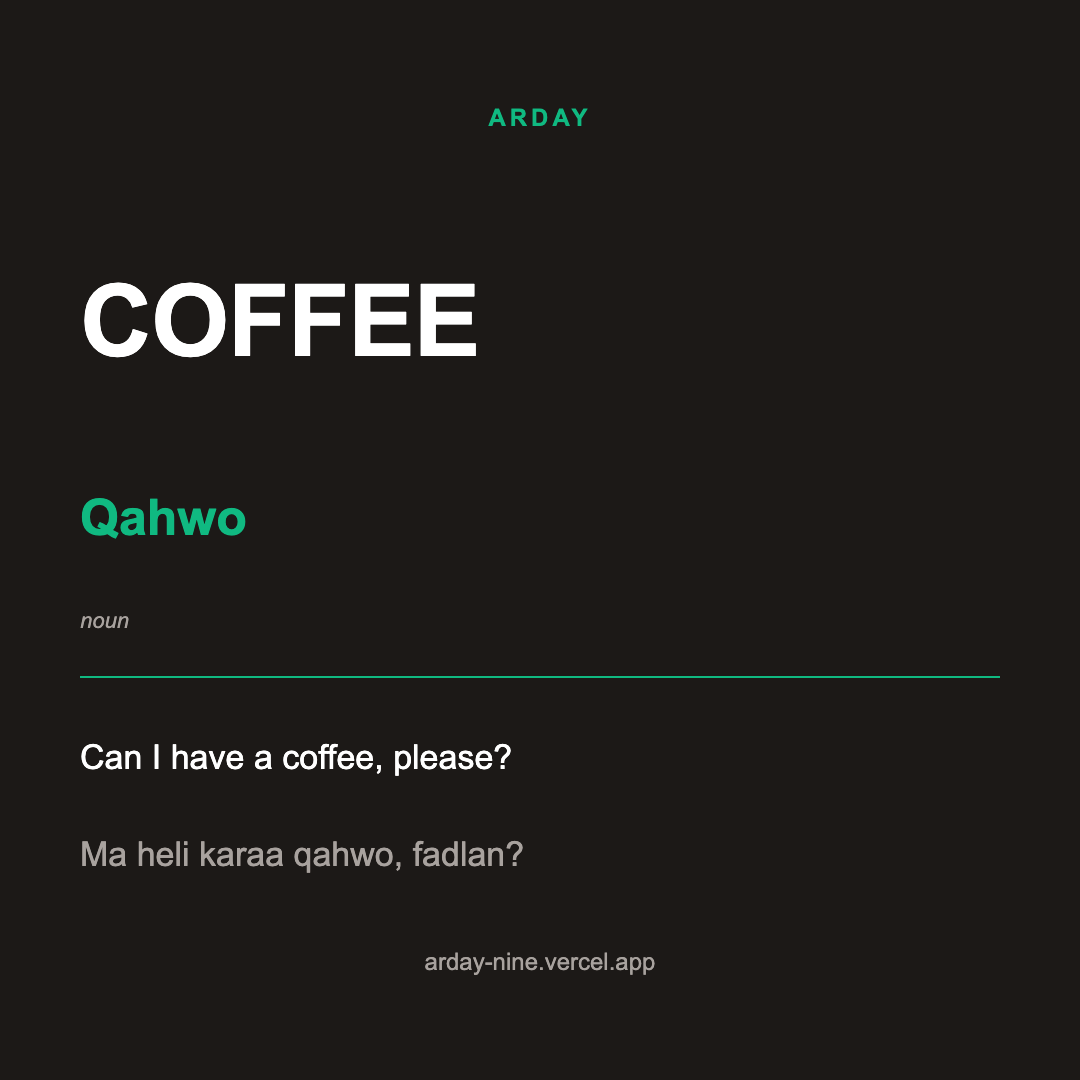 Arday Word of the Day — Coffee / Qahwo